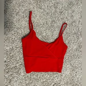 Red v tank top crop top